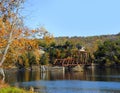 Bridge Remains in Middle of Lake Royalty Free Stock Photo