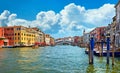 Bridge Rialto on Grand canal famous landmark panoramic view Venice Royalty Free Stock Photo