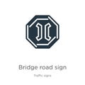 Bridge road sign icon vector. Trendy flat bridge road sign icon from traffic signs collection isolated on white background. Vector Royalty Free Stock Photo