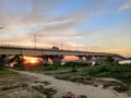 Bridge with a road and a sunset meghna bridge evening time Royalty Free Stock Photo