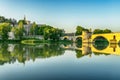 Bridge Saint-Benezet on the Rhone and Popes Palace in Avignon, Provence, France Royalty Free Stock Photo