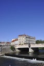 Bridge Saint Ladislau over Crisul Repede river from Oradea City in Romania. Royalty Free Stock Photo