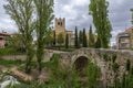 Bridge and San Juan Church in Aranda de Duero, Burgos province, Royalty Free Stock Photo