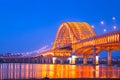 Bridge of Seoul Banghwa bridge beautiful  Han river at night, Seoul,  South Korea Royalty Free Stock Photo