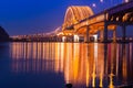 Bridge of Seoul Banghwa bridge beautiful Han river at night, Se Royalty Free Stock Photo