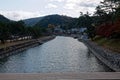 Bridge shinkyo bridge in nara japan. Autumn landscape Royalty Free Stock Photo