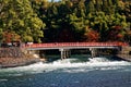 Bridge shinkyo bridge in nara japan. Autumn landscape Royalty Free Stock Photo