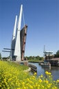 Bridge, shipping boat and wildflowers, Netherlands