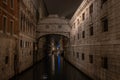 Bridge of Sighs at the Doge`s Palace at Night, Venice Royalty Free Stock Photo