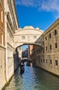 Bridge of sighs with gondolas under the bridge in Venice Royalty Free Stock Photo