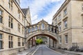 The Bridge of Sighs or Hertford Bridge is between Hertford College university buildings in New College Lane street, in Oxford, Royalty Free Stock Photo