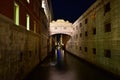 The Bridge of Sighs Il ponte dei sospiri is the Italian name at night. Venice, Italy Royalty Free Stock Photo