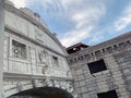 The Bridge of Sighs and the Piombi, the former prison in the Doge Palace in the city of Venice, Italy