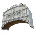 Bridge of Sighs Ponte dei Sospiri between Doges Palace and Prison on white. 3D illustration