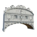 Bridge of Sighs Ponte dei Sospiri between Doges Palace and Prison on white. 3D illustration