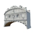 Bridge of Sighs in Venice on white. 3D illustration