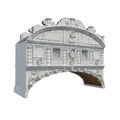 Bridge of Sighs in Venice on white. 3D illustration