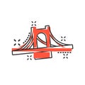 Bridge sign icon in comic style. Drawbridge vector cartoon illustration on white isolated background. Road business concept splash Royalty Free Stock Photo