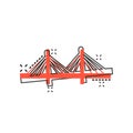 Bridge sign icon in comic style. Drawbridge vector cartoon illustration on white isolated background. Road business concept splash Royalty Free Stock Photo