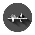 Bridge sign icon in flat style. Drawbridge vector illustration on black round background with long shadow. Road business concept Royalty Free Stock Photo