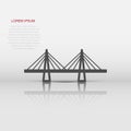 Bridge sign icon in flat style. Drawbridge vector illustration on white isolated background. Road business concept Royalty Free Stock Photo