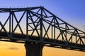 Bridge Silhouette at Sundown Crossing the Ohio River Royalty Free Stock Photo