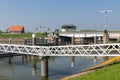Bridge and sluice in Afsluitdijk near Kornwerderzand in the Netherlands