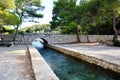 Bridge between Small and Large Lake in the National Park of Mljet Royalty Free Stock Photo