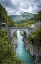 Bridge on Soca river in Kobarid Royalty Free Stock Photo