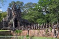 Bridge and South Gate of Angkor Thom, Cambodia Royalty Free Stock Photo