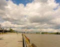 A bridge spanning the fraser river at vancouver, british columbia Royalty Free Stock Photo