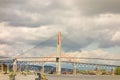 A bridge spanning the fraser river at vancouver, british columbia Royalty Free Stock Photo