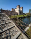 Bridge spanning the Naviglio Grande River in front of the Archinto Palace in Robecco sul Naiglio