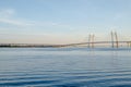 The bridge in St. Petersburg. Beautiful view of the Gulf of Finland, St. Petersburg, Russia, big river view. Krestovsky Royalty Free Stock Photo