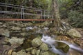 Mountain stream and bridge