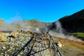 A bridge at a sulfur spring Royalty Free Stock Photo