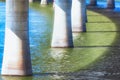 Bridge supports abstract over river