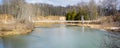 Bridge, suspension, manistee river trail Royalty Free Stock Photo