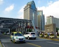 Waibaidu Bridge with tall modern buildings background in Shanghai Royalty Free Stock Photo