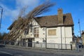 The Bridge tavern at St Neots with fallen tree on roof damage