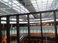 Bridge with Tinted Glass in the Entrance Hall of Zurich-Airport ZRH Royalty Free Stock Photo