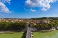 Bridge to Castle de Sant Angelo in Rome Italy Royalty Free Stock Photo