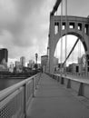 Bridge to downtown of city Pittsburgh PA USA Royalty Free Stock Photo