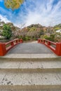 Bridge to the Heike pond (Heike-Ike) located at the entrance of Tsurugaoka Hachimangu shrine.