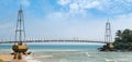 Bridge to the island with Buddhist temple, Matara, Sri Lanka