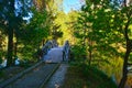 Bridge to an island On the Vorya river in Abramtsevo estate, Moscow region, Russi Royalty Free Stock Photo