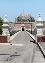 The bridge to main gate of the Old Fortress of Corfu in Greece over the Contrafossa channel. Royalty Free Stock Photo