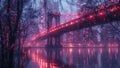 A Bridge to Nostalgia: A Vintage Tram Crossing a Historic Bridge at Dusk