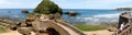 Bridge to the Rocher du Basta rock on the beach in Biarritz, France