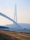 Bridge to Russky island. Vladivostok city. Royalty Free Stock Photo